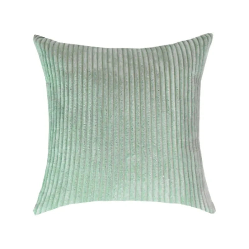 Housse de coussin en velours côtelé rayé vert