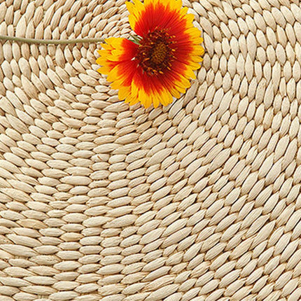Coussin de sol rond en paille tissée