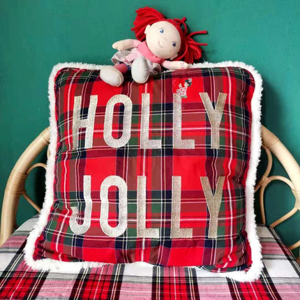 Coussin Noël Rayé Rouge Et Vert