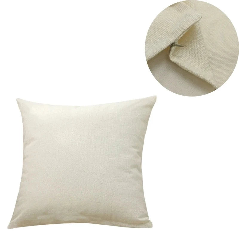 Housse de coussin en lin confortable blanc