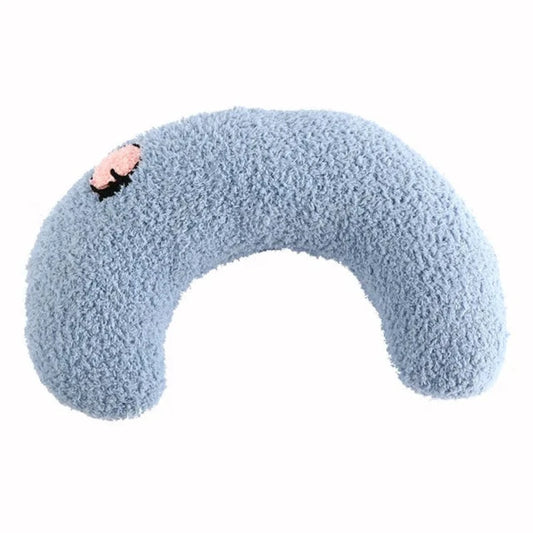 Coussin pour chat en forme de U bleu