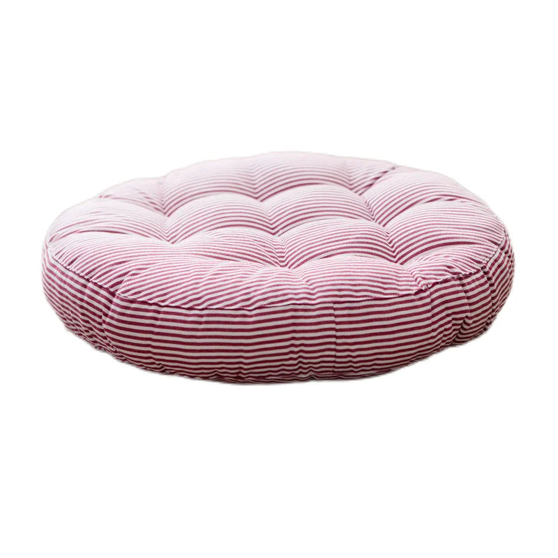 Coussin de chaise rond rayé pour l'extérieur rose