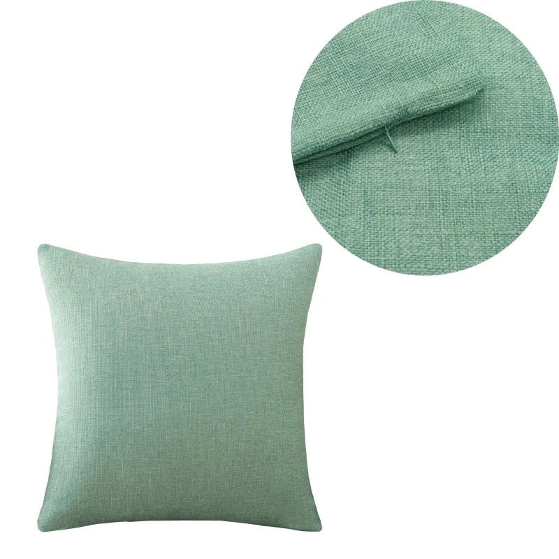 Housse de coussin en lin confortable vert