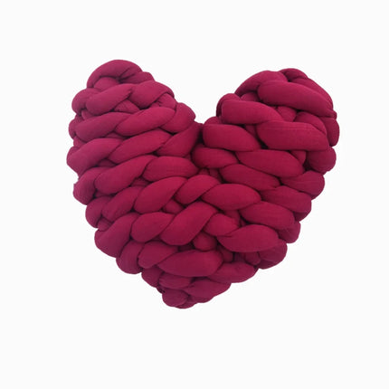 Coussin Tricoté en Forme de Cœur rouge
