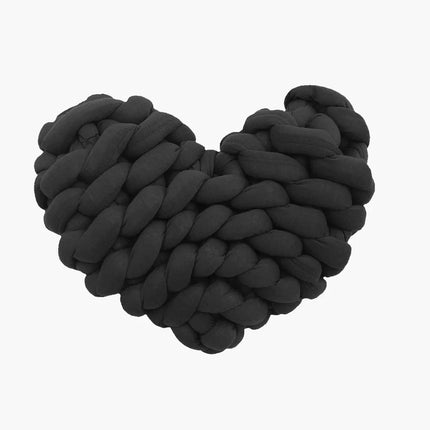 Coussin Tricoté en Forme de Cœur noir