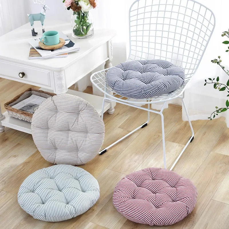 Coussin de chaise rond rayé pour l'extérieur