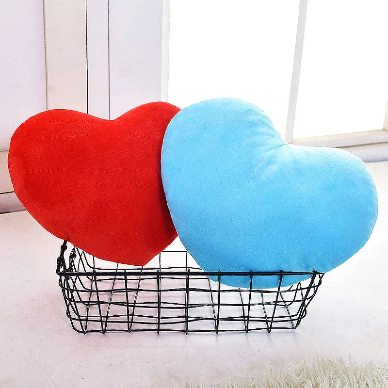 Coussin coeur rouge et bleu