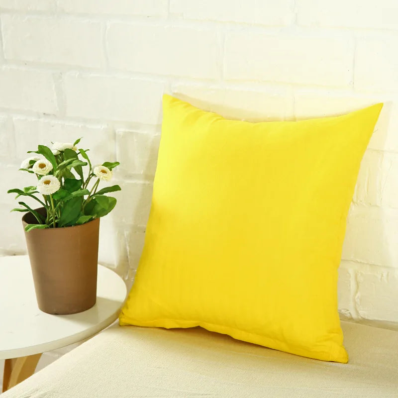 Housse de coussin multicolore jaune