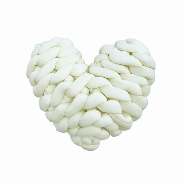 Coussin Tricoté en Forme de Cœur blanc