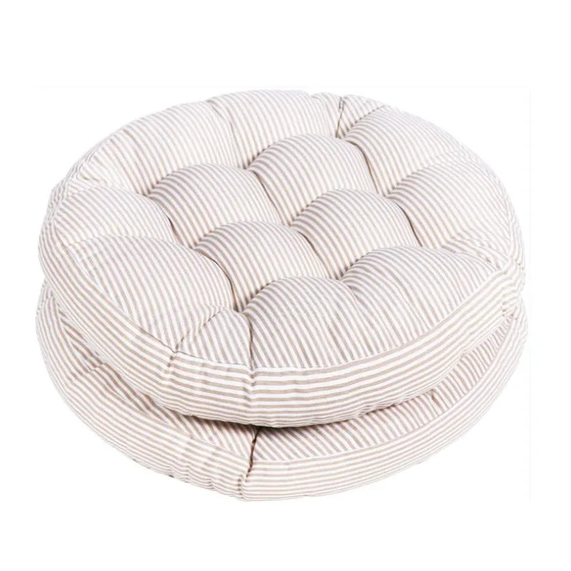 Coussin de chaise rond rayé pour l'extérieur