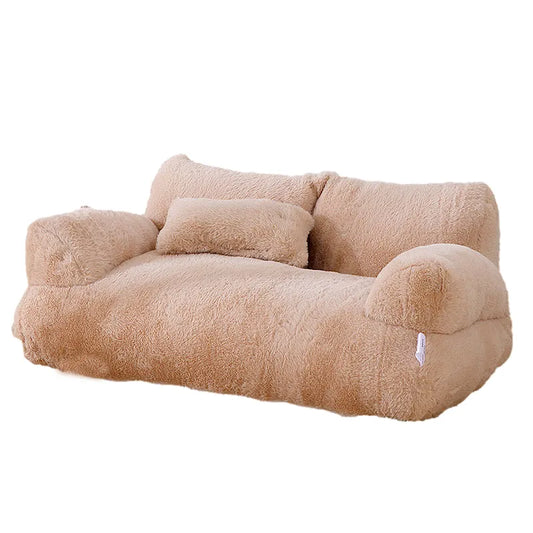 Coussin pour chat super doux en forme de canapé beige