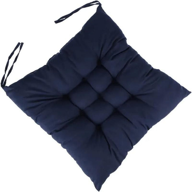 Coussin de chaise carré avec attaches bleu