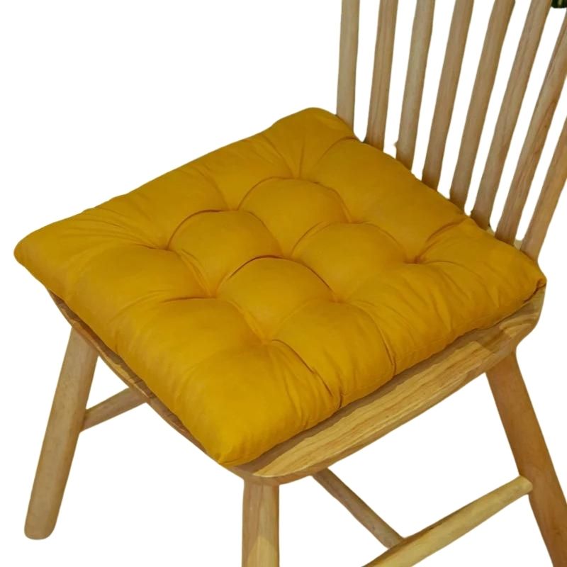 Coussin de chaise carré avec attaches jaune