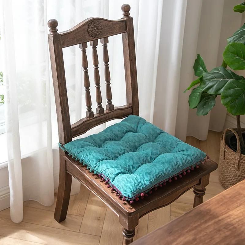 Coussin de chaise carré oriental doux en velours bleu