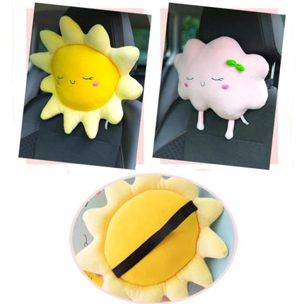 Coussin enfant en forme de soleil et nuage avec attaches arrières