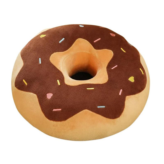 Coussin enfant sol en forme de donuts marron