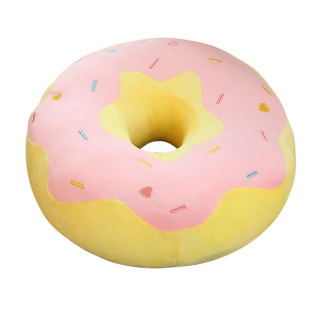 Coussin enfant sol en forme de donuts jaune