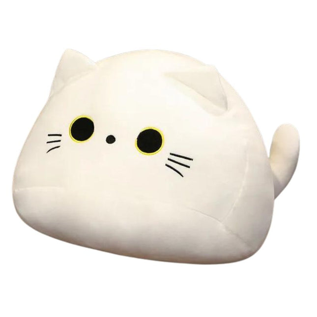 Coussin personnage en forme de tête de chat blanc