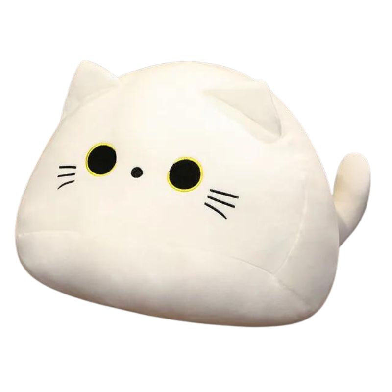 Coussin personnage en forme de tête de chat blanc