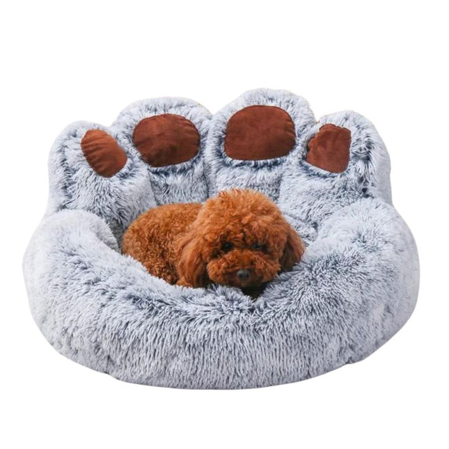 Coussin pour chien en forme de patte gris
