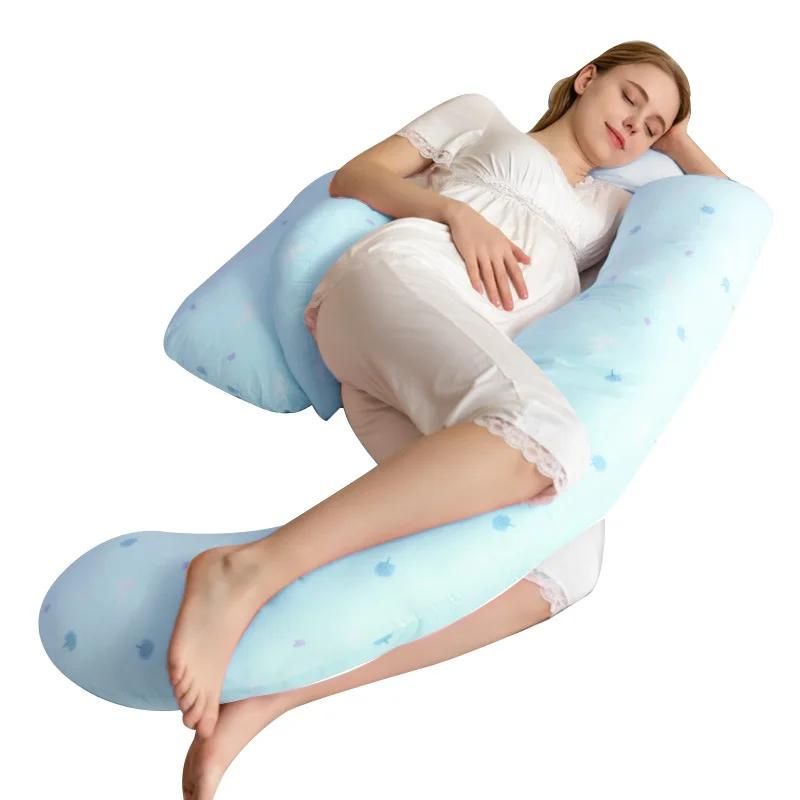 Coussin grossesse confortable en coton, pour femmes enceintes bleu