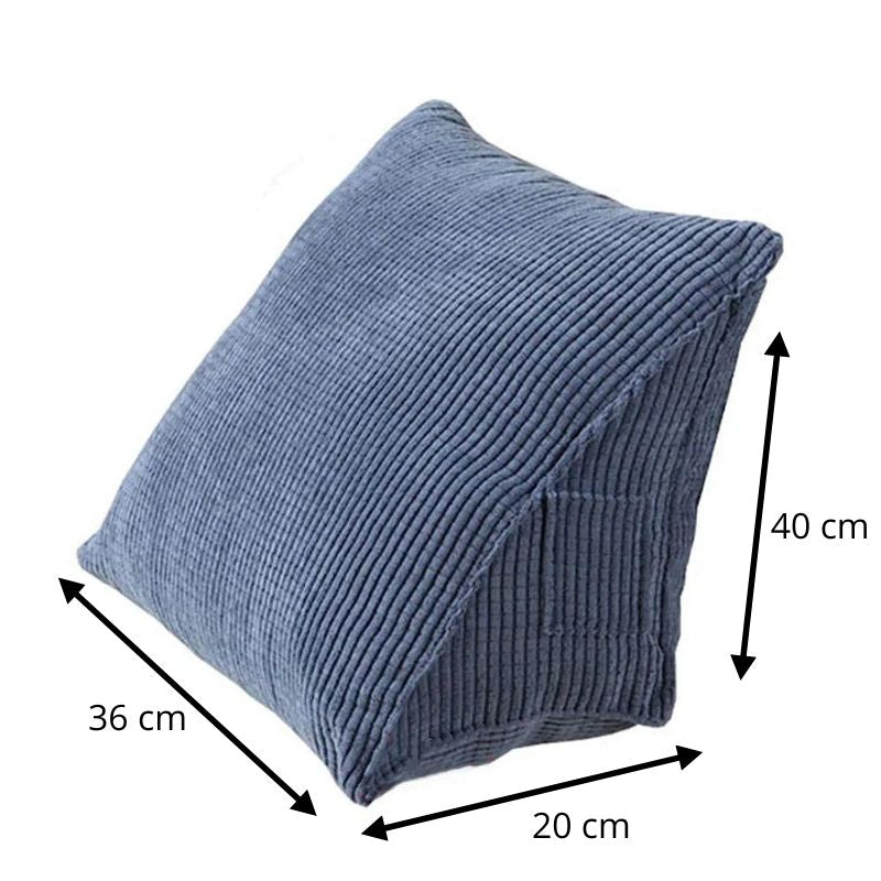 Coussin de lecture triangulaire en velours côtelé dimensions